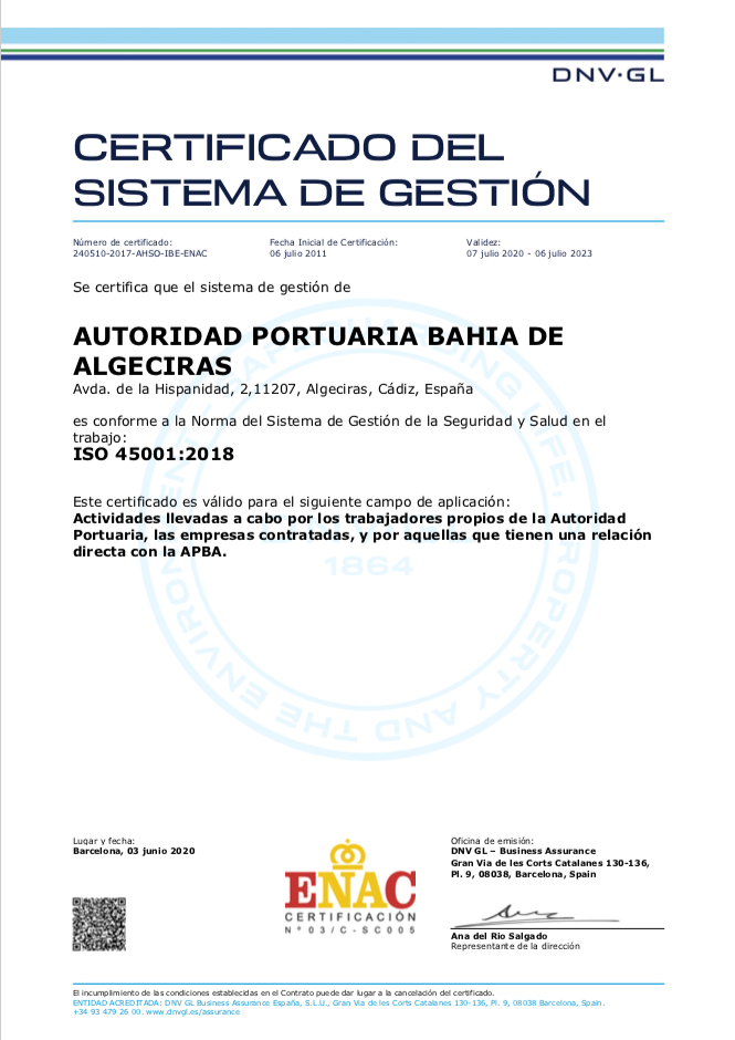 Certificado DNV BUSINESS ASSURANCE