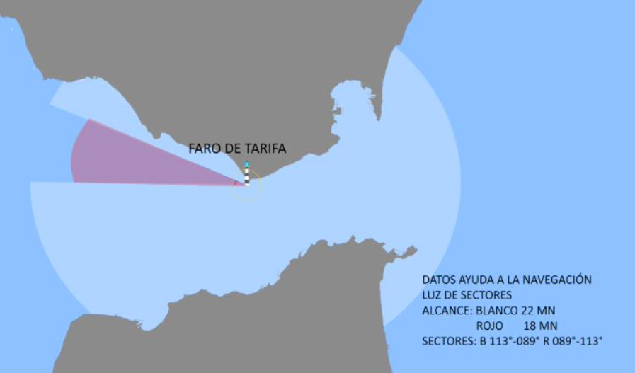 Plan de localisation du phare et portée du feu